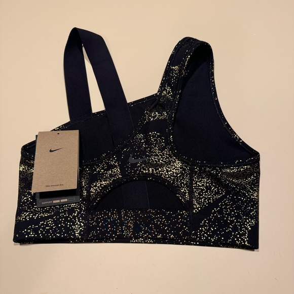 Small BNWT Gold and Black Nike Sport Bra One Shoulder Decorative strap - Picture 2 of 2